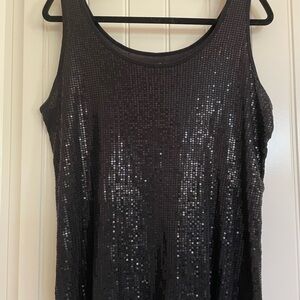 Lane Bryant Black Sequin Tank Top